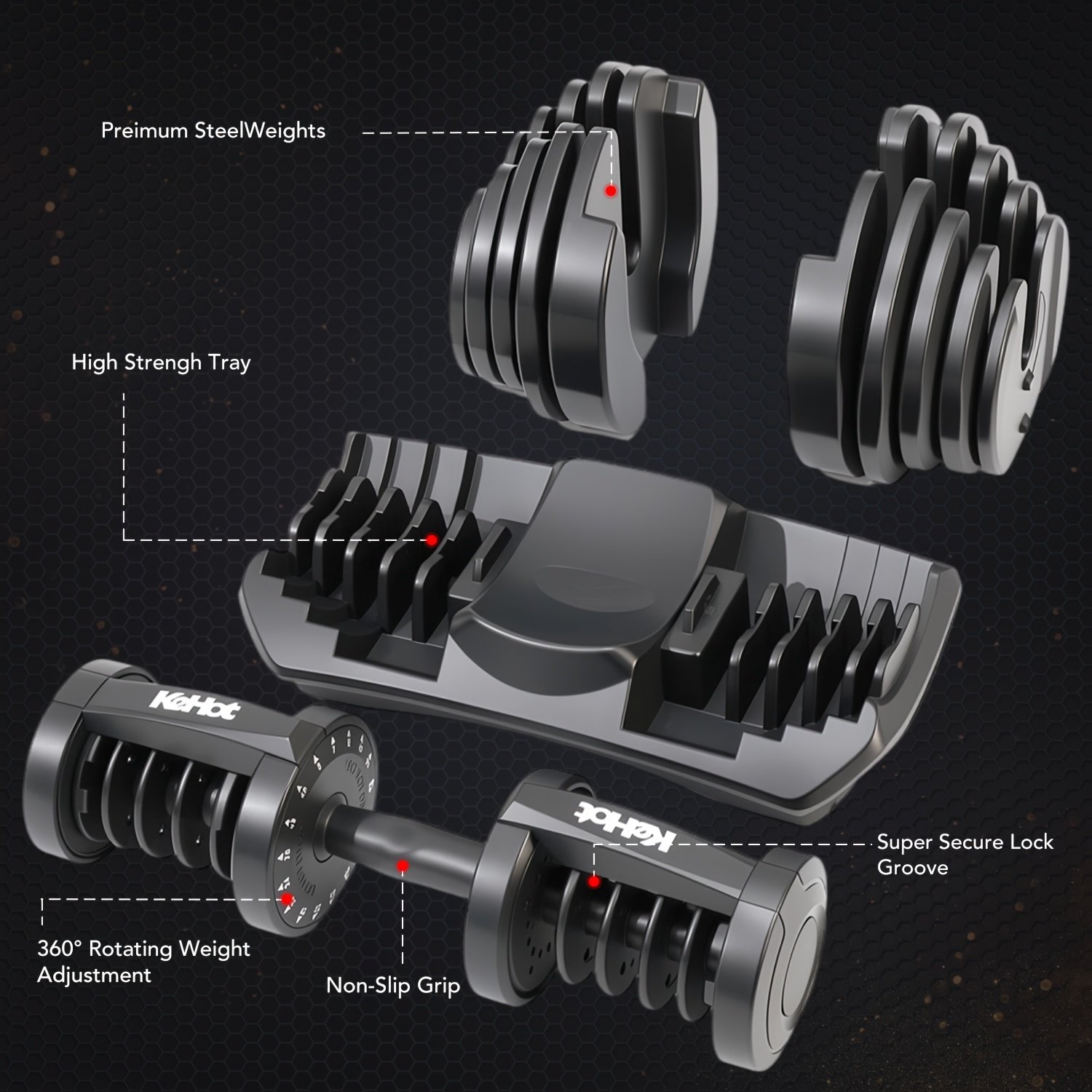 40kg Adjustable Dumbbell Set - Image 10
